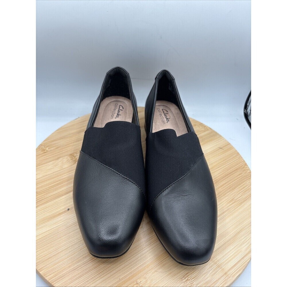 Clarks Juliet Gem Leather Slip On Shoes Black Women Size 10W Comfort Flat - Picture 2 of 10